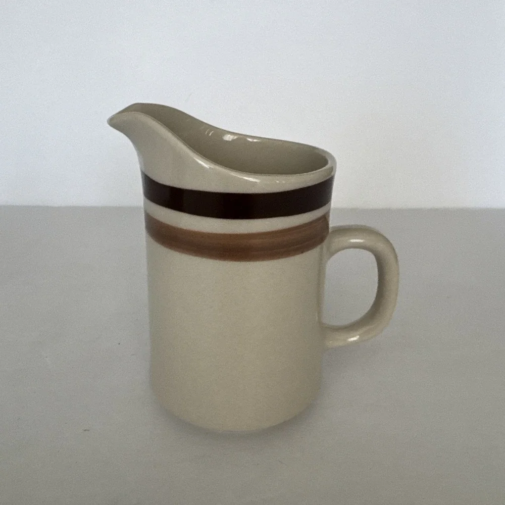 Trend‎ Choc Creamer & Sugar Bowl with Lid Stone Ware Japan 3 Piece Set Vintage